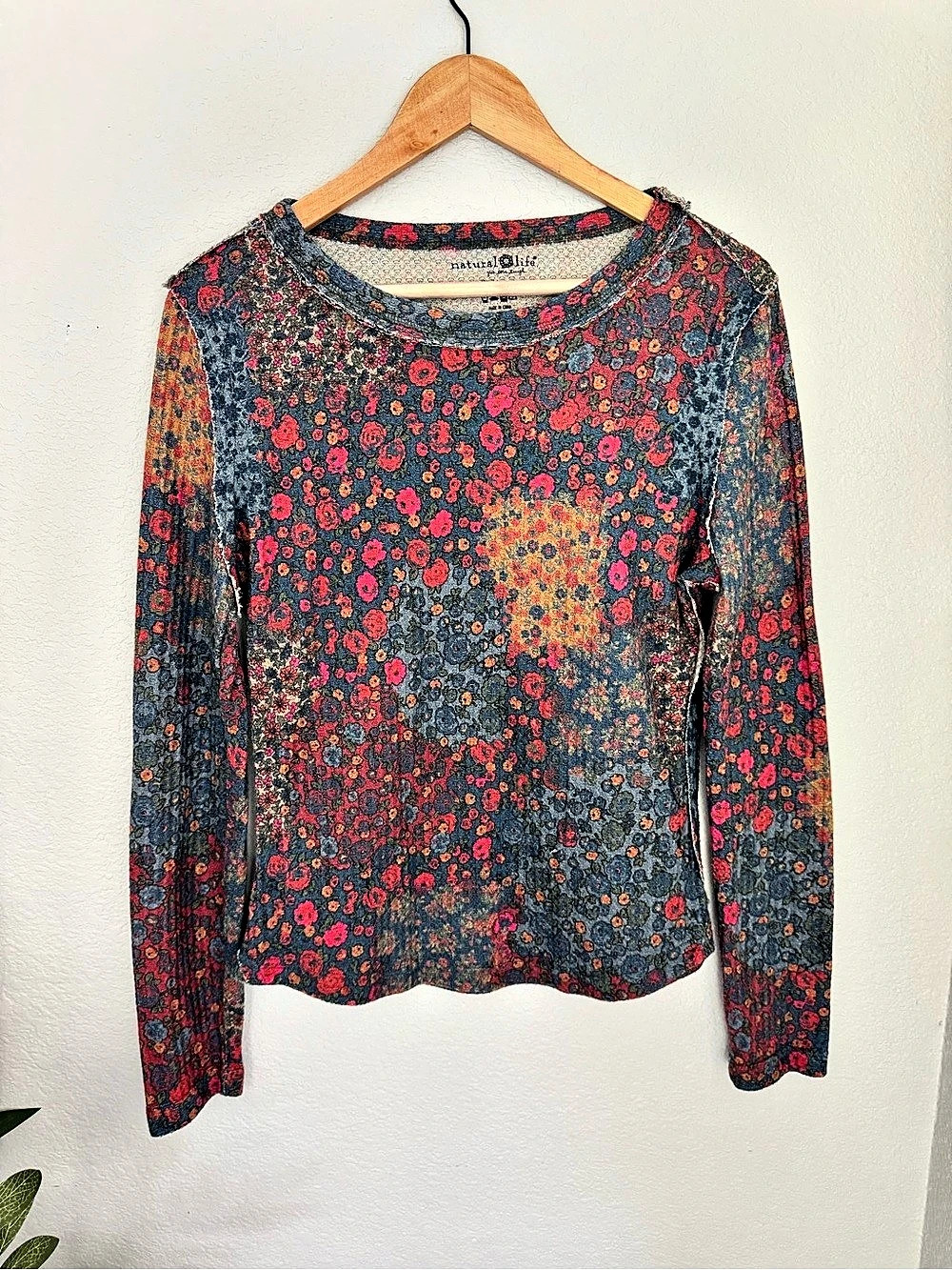 Natural Life Floral Patchwork Top Large Boho Whimsigoth Fairycore Y2K